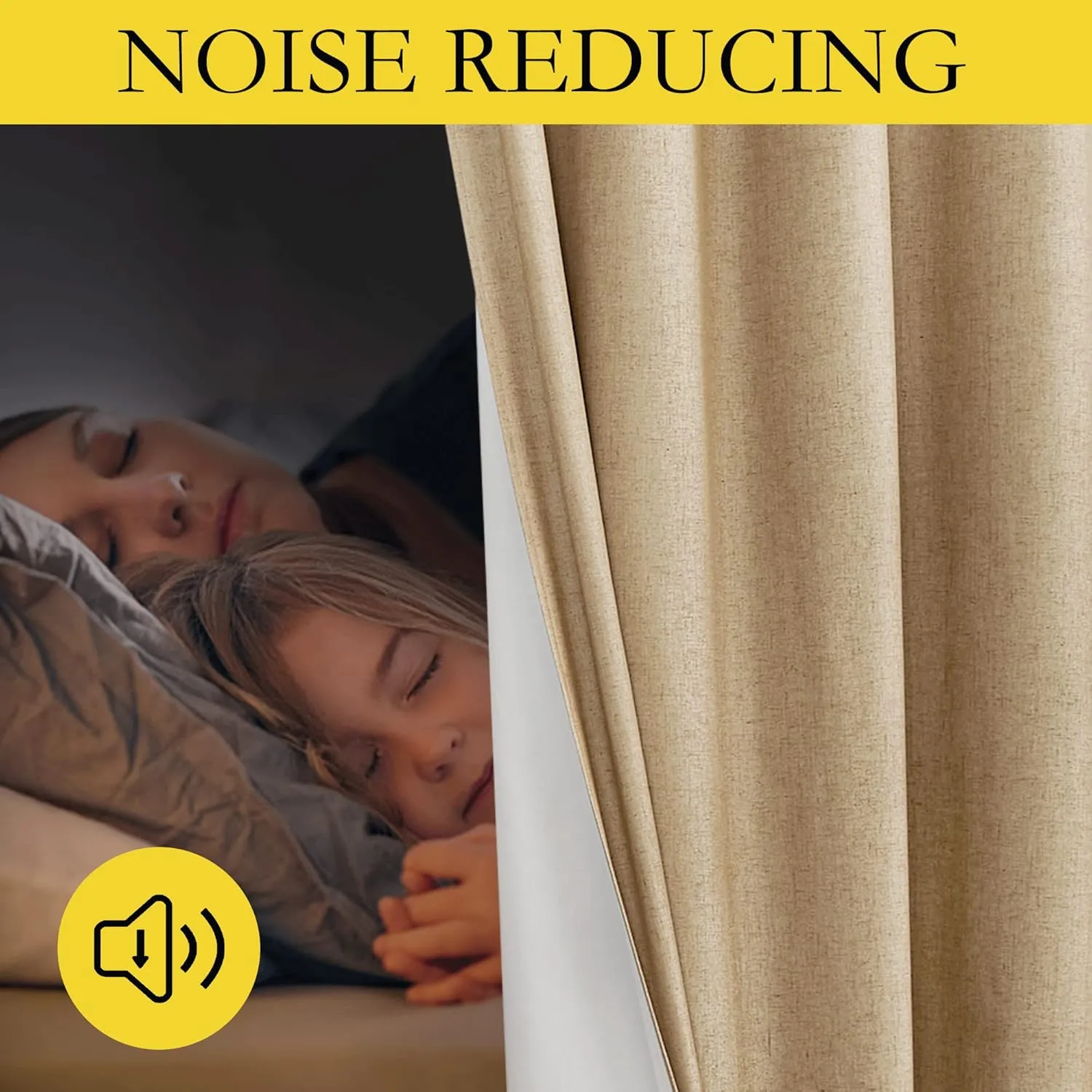 NICETOWN 100% Absolutely Blackout Linen Curtains with Thermal Insulated White Liner, Camel, W52 x L84, 2 Panels, Long Curtains 84 inch Length for Patio Door, Doorway, Office, Overnight Shiftworker