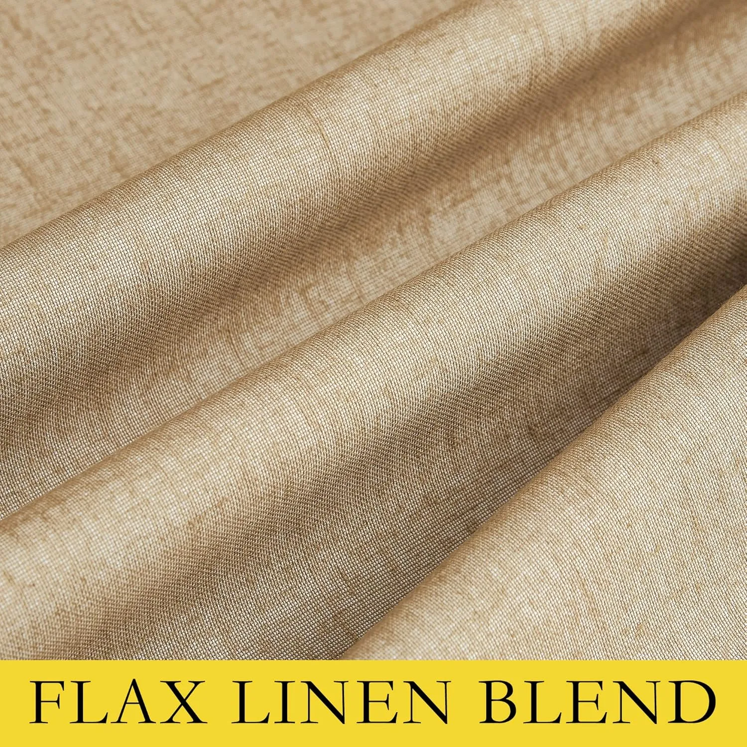 NICETOWN 100% Absolutely Blackout Linen Curtains with Thermal Insulated White Liner, Camel, W52 x L84, 2 Panels, Long Curtains 84 inch Length for Patio Door, Doorway, Office, Overnight Shiftworker