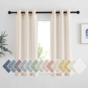 NICETOWN Beige Linen Sheer 48 inch Curtains, Grommet Flax Semi Sheer Linen Blend Window Treatments Privacy with Light Filtering Drapes for Cafe/Kitchen, W36 x L48, 2 Panels