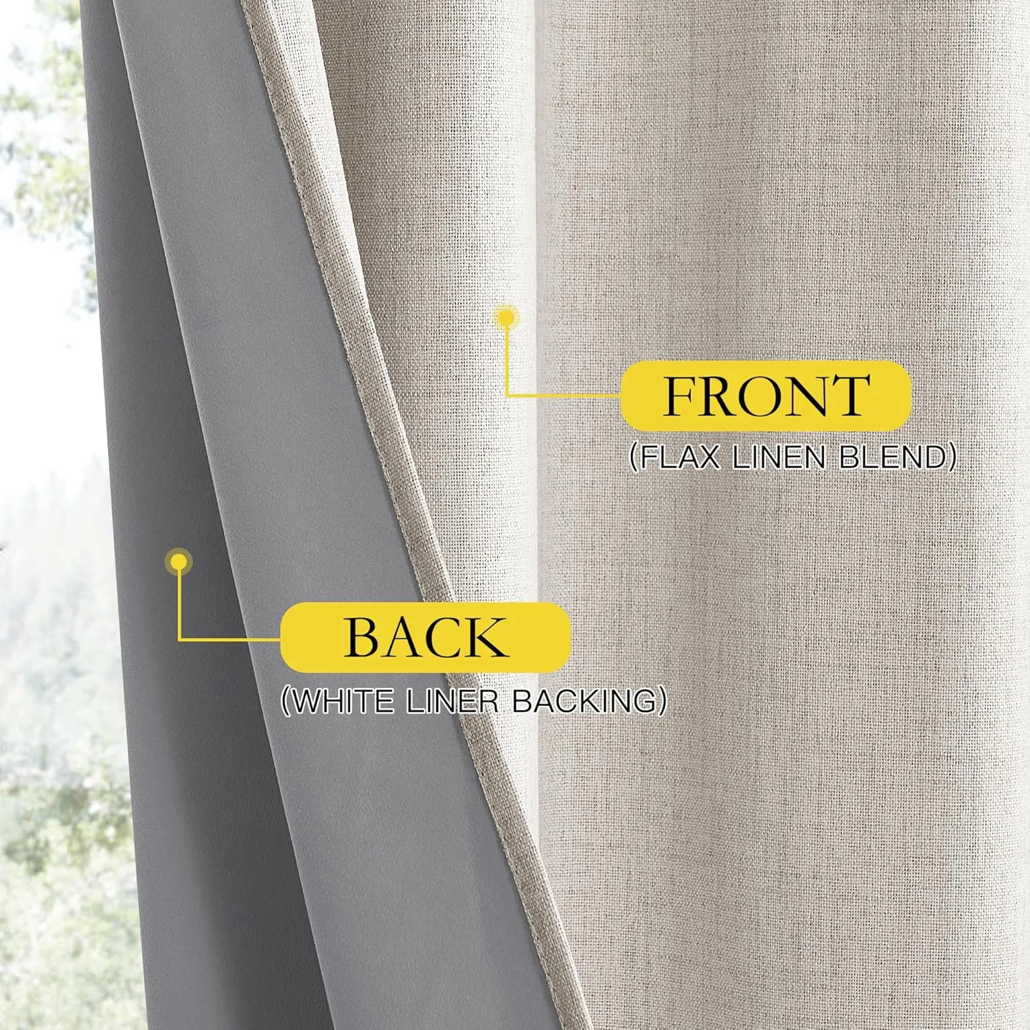NICETOWN Brich Vintage Open Linen Weave Flax Thermal Curtains, 100% Blackout Curtains 84 inches Long for Dining Room, Soundproof Window Treatment Drapes for Hall Room, 52" Wide Per Panel, Set of 2