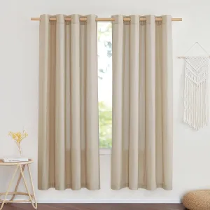 NICETOWN Linen Curtains 72 inch Length 2 Panels, Grommet Privacy Curtains with Light Filtering Linen Blend Window Treatment for Living Room/Bedroom, Angora, W55 x L72, 2 Panels
