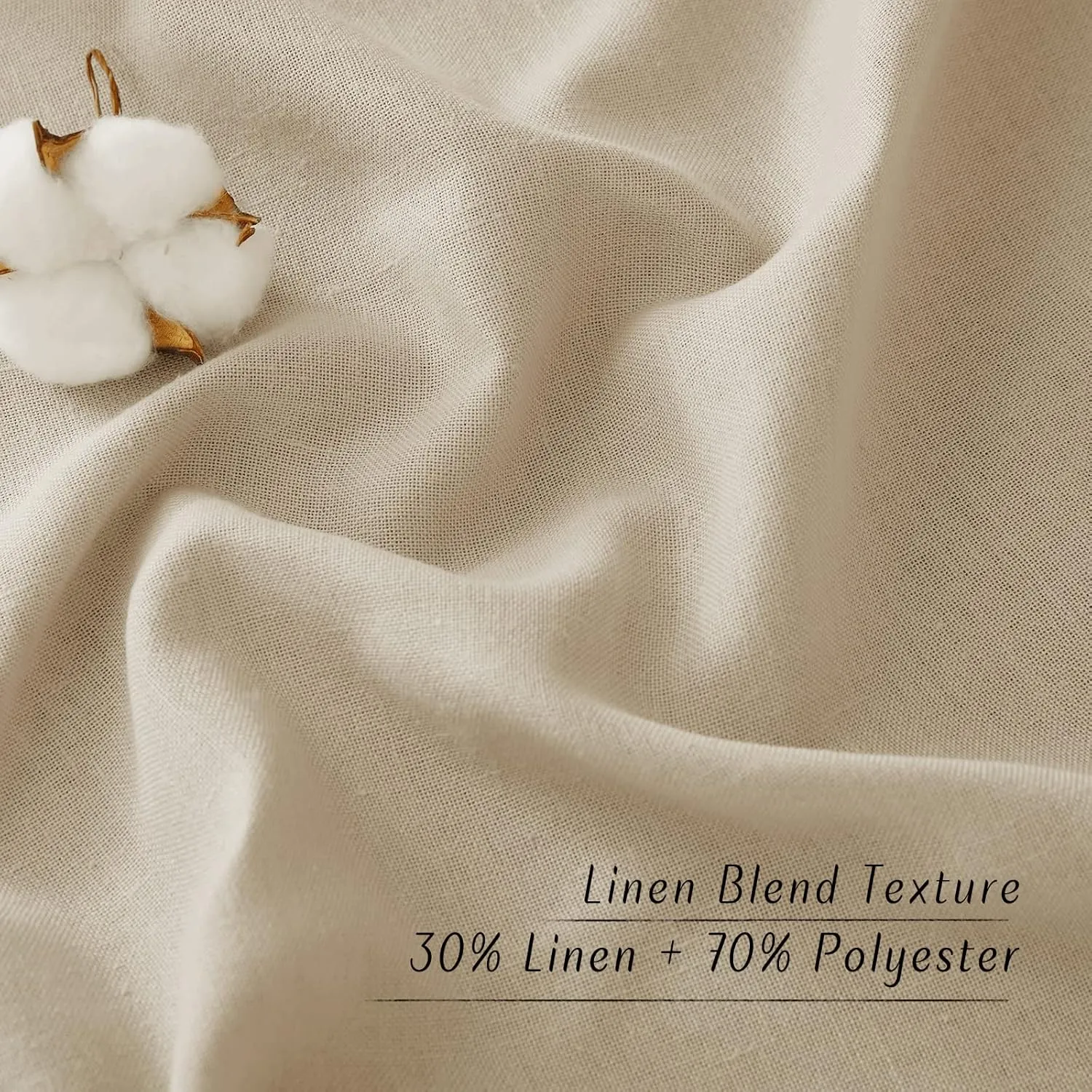 NICETOWN Linen Curtains 72 inch Length 2 Panels, Grommet Privacy Curtains with Light Filtering Linen Blend Window Treatment for Living Room/Bedroom, Angora, W55 x L72, 2 Panels