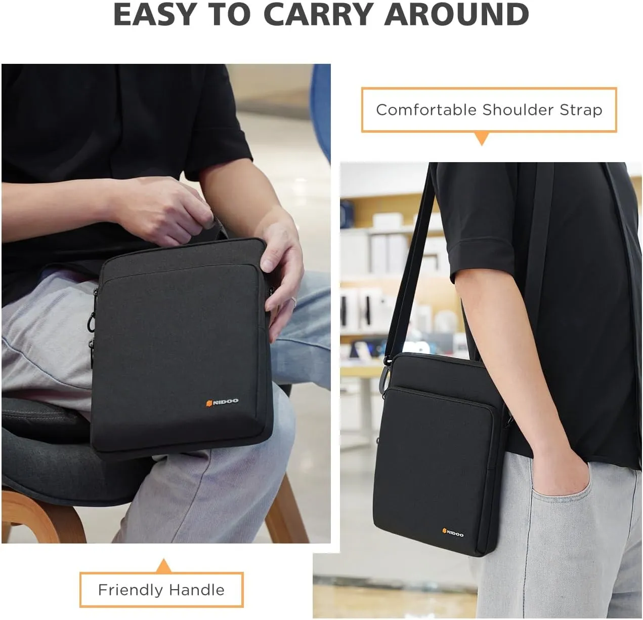 NIDOO 10 inch Laptop Sleeve Carrying Bag Shoulder Case for 10.9" 11" iPad Air M3 M2/ 11" iPad Pro 2025/10.9" 10.2" 11 inch iPad/ 10.5" Samsung Galaxy Tab A8 S8 / 10.4" HUAWEI / 10.6" Lenovo Handle