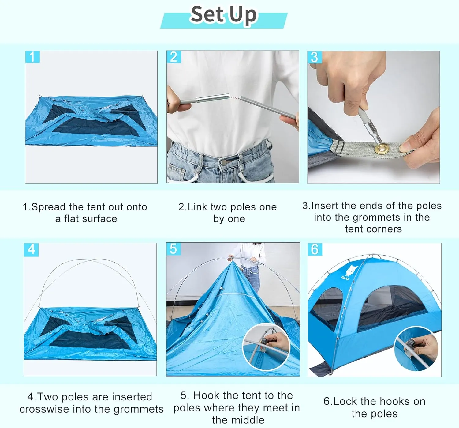 Night Cat Beach Tent Portable Camping Sun Shade Shelter for 2-4 Persons with UV Protection 3 Breathable Mesh Windows Extended Tent Floor Easy Set Up Outdoor