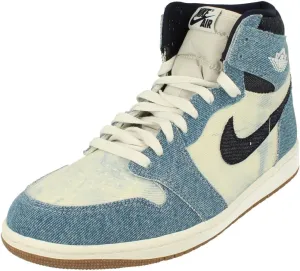 NIKE Jordan Men's 1 Retro High OG Denim Summit White/Obsidian (FQ2947 100) - 9.5