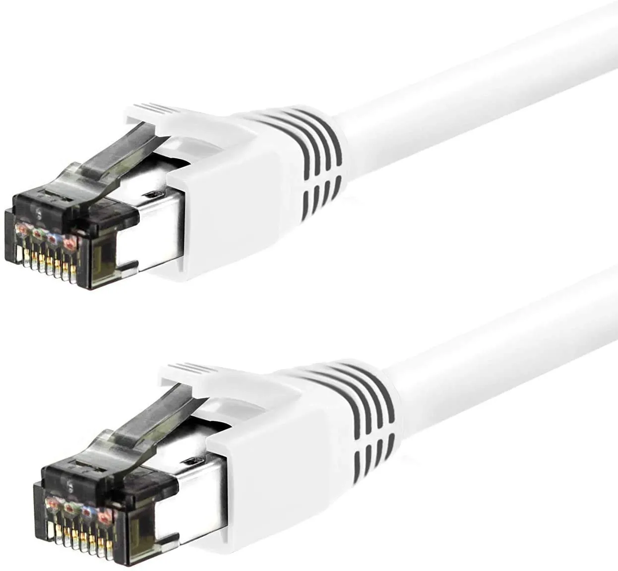Nippon Labs Cat8 RJ45 10FT Ethernet Patch Internet Network LAN Cable, Indoor/Outdoor, 24AWG Shielded Latest 40Gbps 2000Mhz, Weatherproof S/FTP for Router, PS4, PS5, Xbox, PoE, Switch, Modem (White)