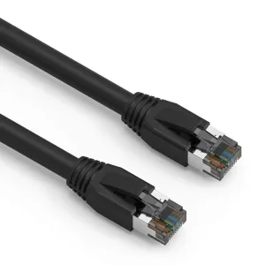 Nippon Labs Cat8 RJ45 3FT Ethernet Patch Internet Network LAN Cable, Indoor/Outdoor, 24AWG Shielded Latest 40Gbps 2000Mhz, Weatherproof S/FTP for Router, PS4, PS5, Xbox, PoE, Switch, Modem (Black)