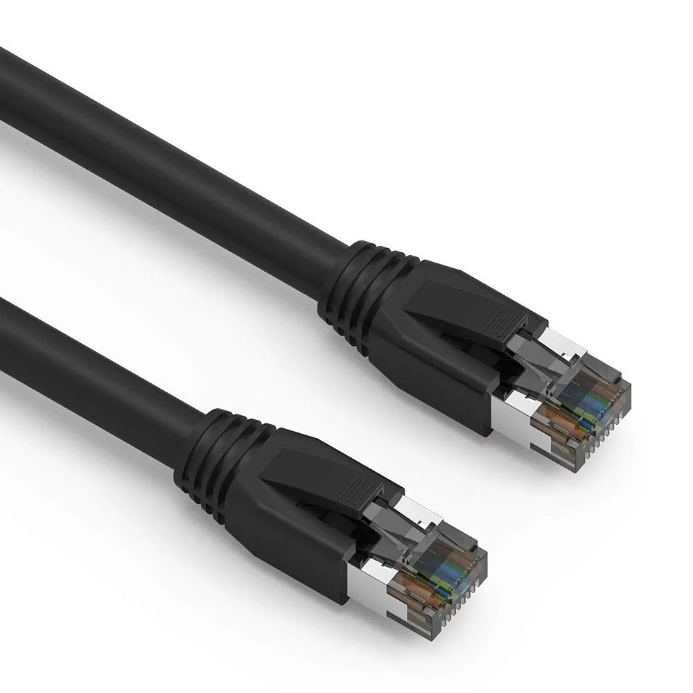 Nippon Labs Cat8 RJ45 3FT Ethernet Patch Internet Network LAN Cable, Indoor/Outdoor, 24AWG Shielded Latest 40Gbps 2000Mhz, Weatherproof S/FTP for Router, PS4, PS5, Xbox, PoE, Switch, Modem (Black)