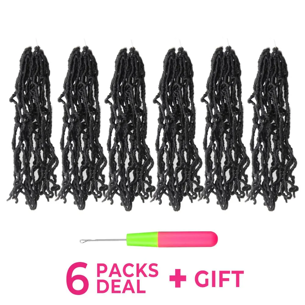 Niseyo Faux Locs Crochet Hair 10 Inch Soft locs, 6 Packs Short Crochet Locs Pre Looped Crotchet Straight Synthetic Hair Extensions (1B, Natural Black)