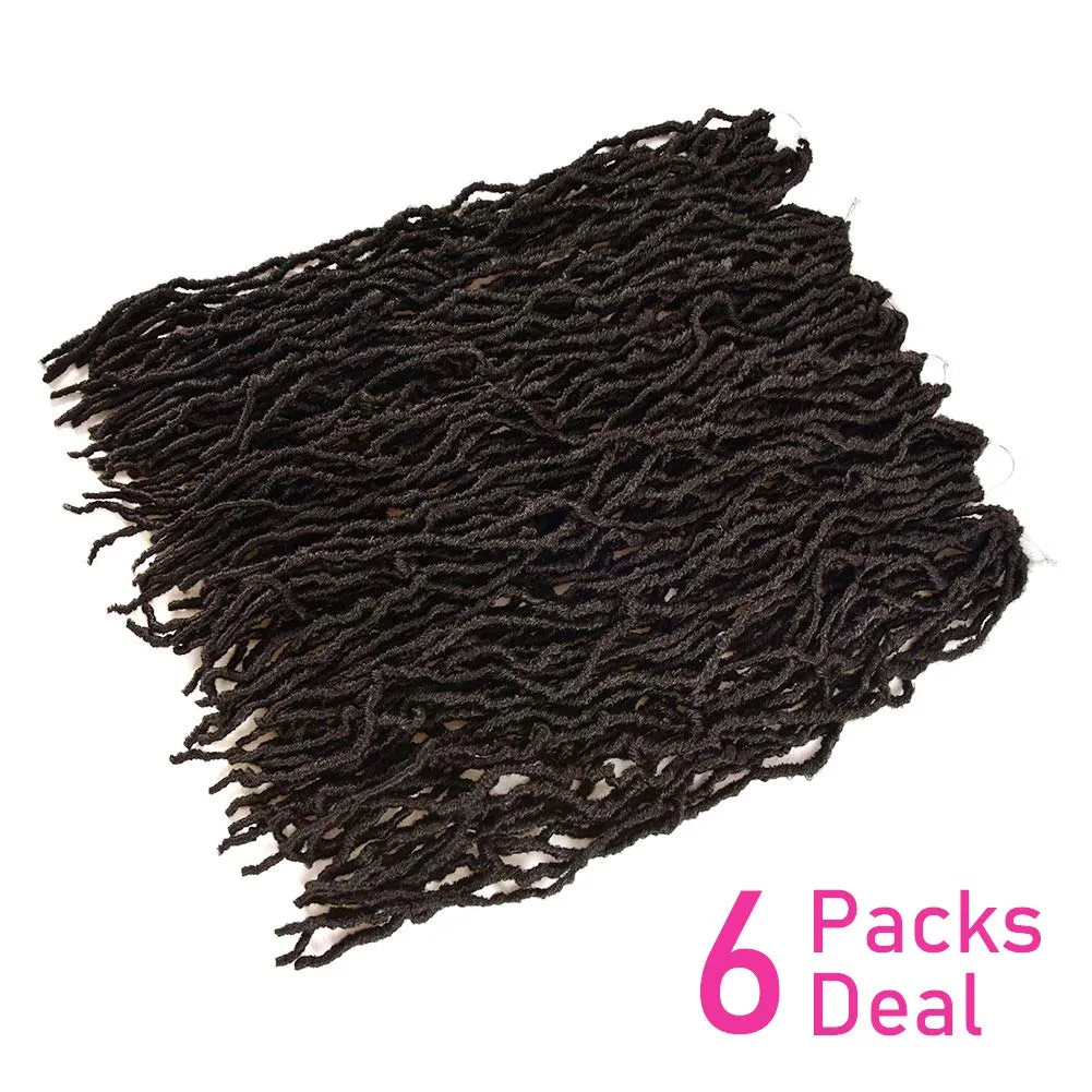 Niseyo Faux Locs Crochet Hair 24 Inch Soft Locs, 6 Packs Long Crochet Locs Pre Looped Crotchet Straight Synthetic Hair Extensions (24 Inch, 2#/Off Black)