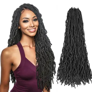 Niseyo Faux Locs Crochet Hair 24 Inch Soft Locs, 6 Packs Long Crochet Locs Pre Looped Crotchet Straight Synthetic Hair Extensions (24 Inch, 2#/Off Black)