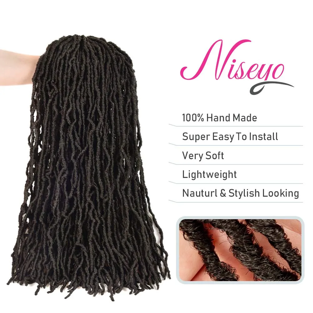 Niseyo Faux Locs Crochet Hair 24 Inch Soft Locs, 6 Packs Long Crochet Locs Pre Looped Crotchet Straight Synthetic Hair Extensions (24 Inch, 2#/Off Black)