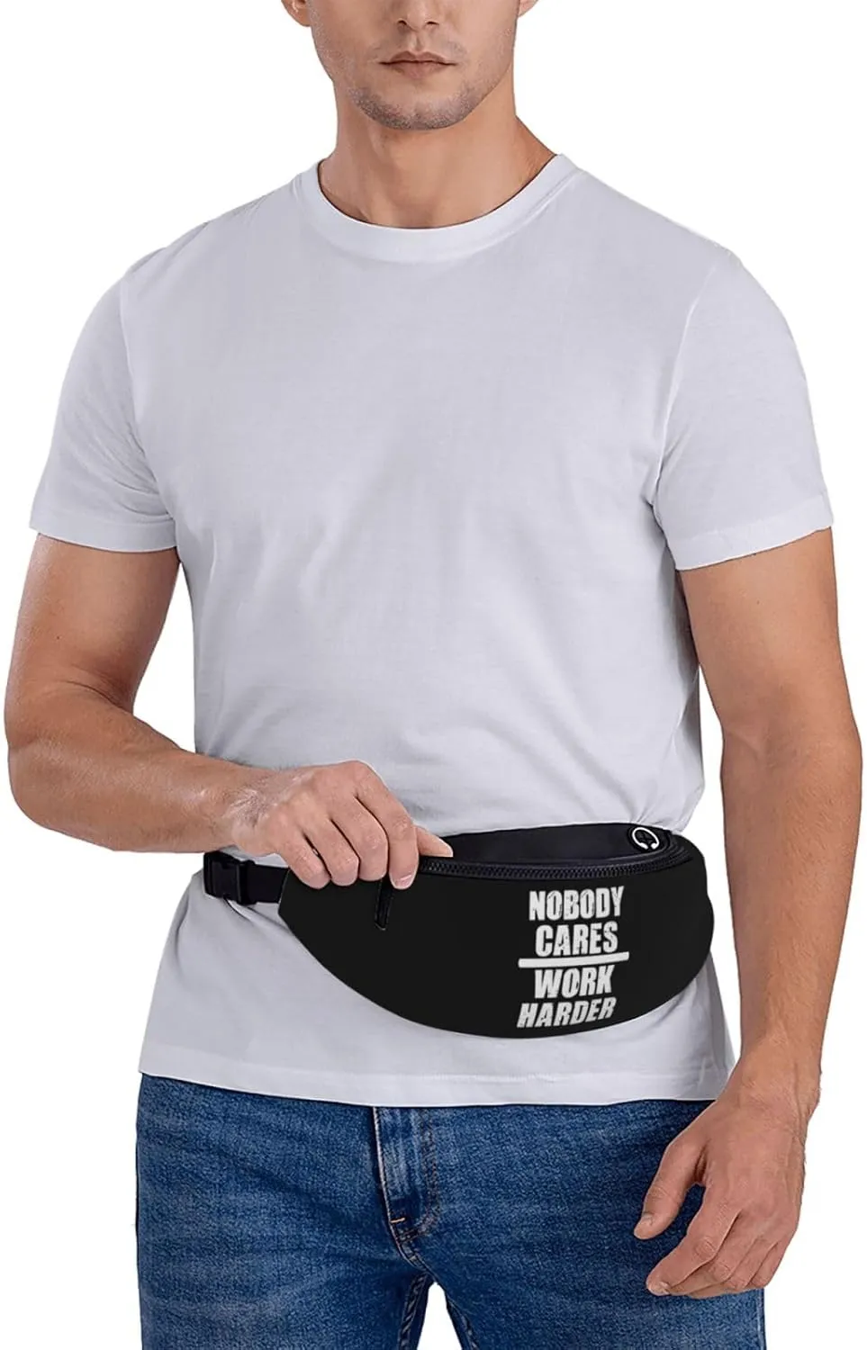 Nobody Cares Work Harder Waist Bag Men's and Women's Adjustable Travel Chest Pack Outdoor Running Waist Bag