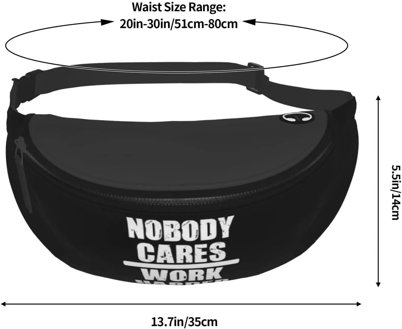 Nobody Cares Work Harder Waist Bag Men's and Women's Adjustable Travel Chest Pack Outdoor Running Waist Bag