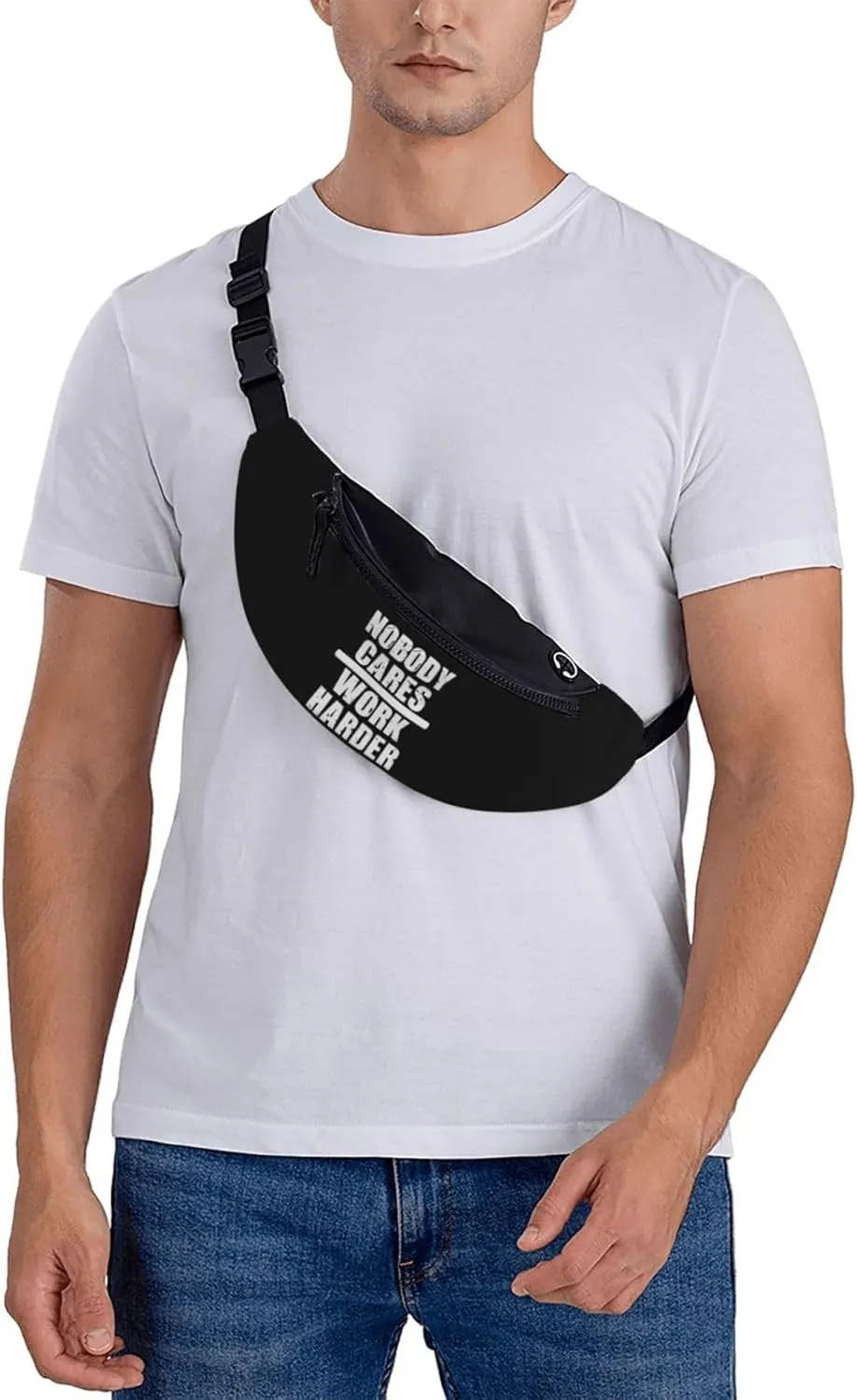 Nobody Cares Work Harder Waist Bag Men's and Women's Adjustable Travel Chest Pack Outdoor Running Waist Bag