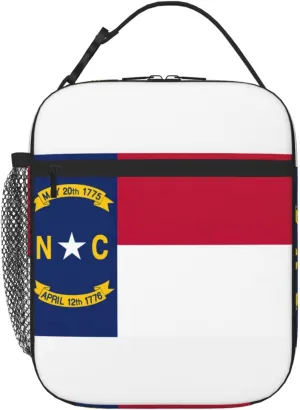 North Carolina state flag print Lunch Box Men Women, Lunch Bag for Work School,Picnic Beach Food Bag with Shoulder Strap