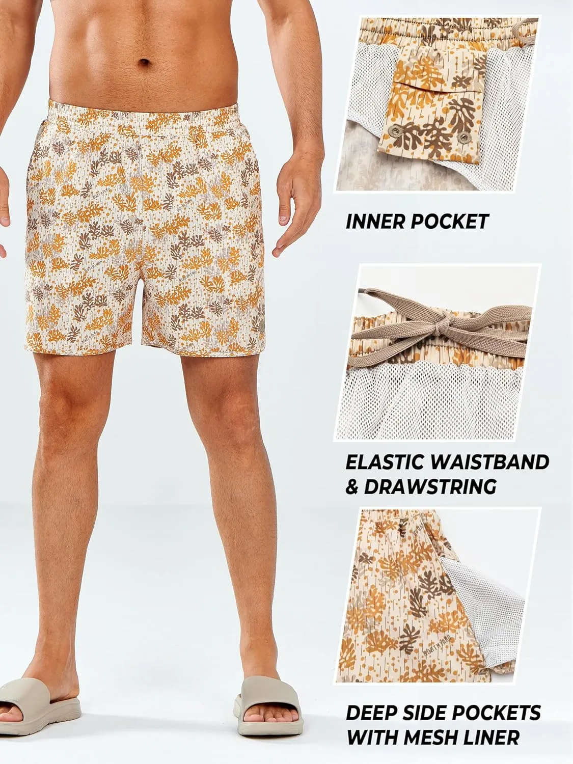 NORTHYARD Men's Swim Trunks 5" Quick Dry Swim Shorts with Mesh Liner Packable for Swimwear Surfing Beach Travel