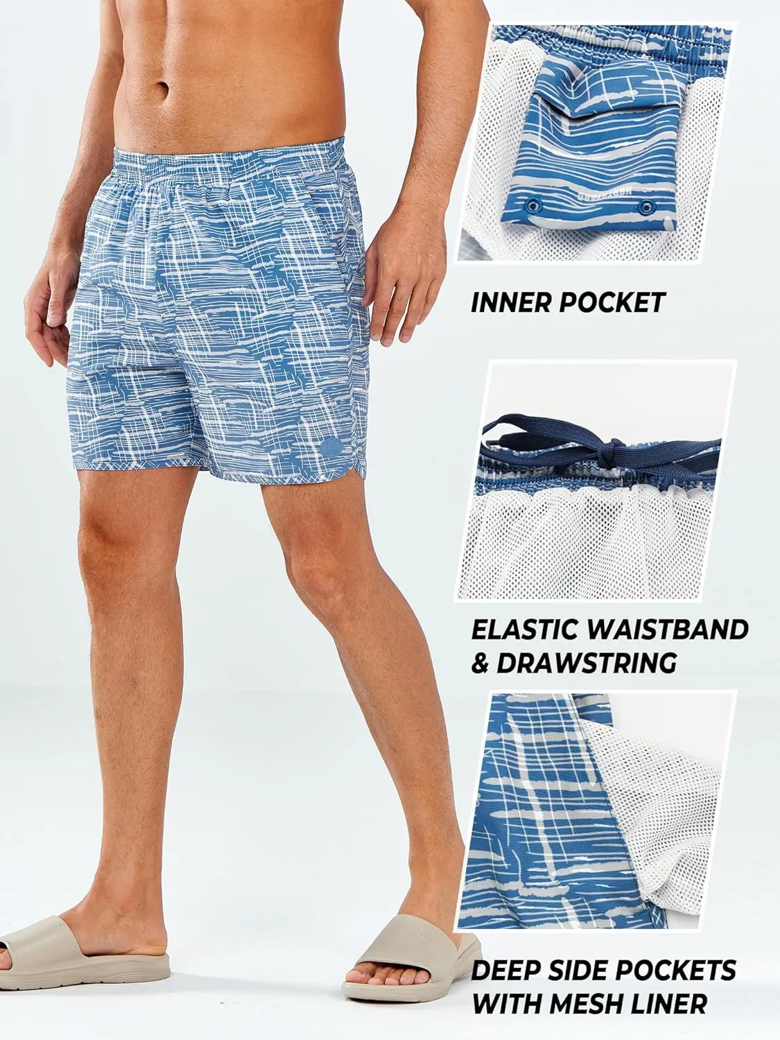 NORTHYARD Men's Swim Trunks 5" Quick Dry Swim Shorts with Mesh Liner Packable for Swimwear Surfing Beach Travel