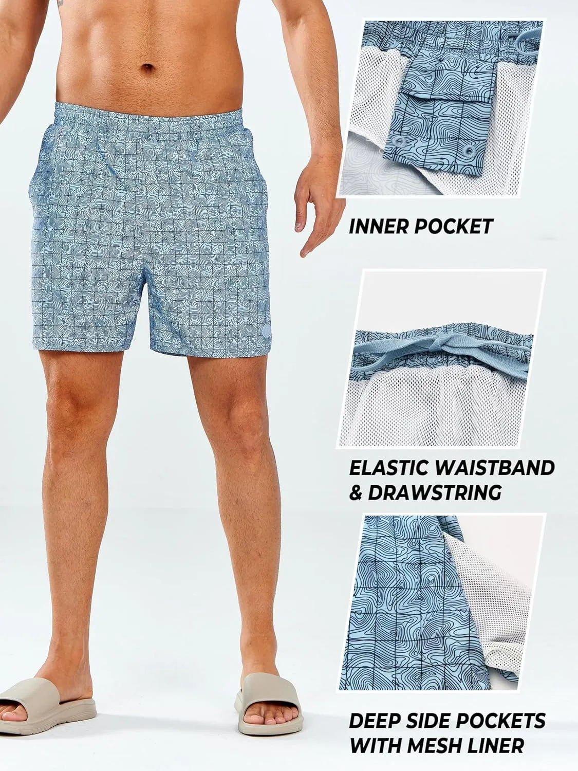 NORTHYARD Men's Swim Trunks 5" Quick Dry Swim Shorts with Mesh Liner Packable for Swimwear Surfing Beach Travel