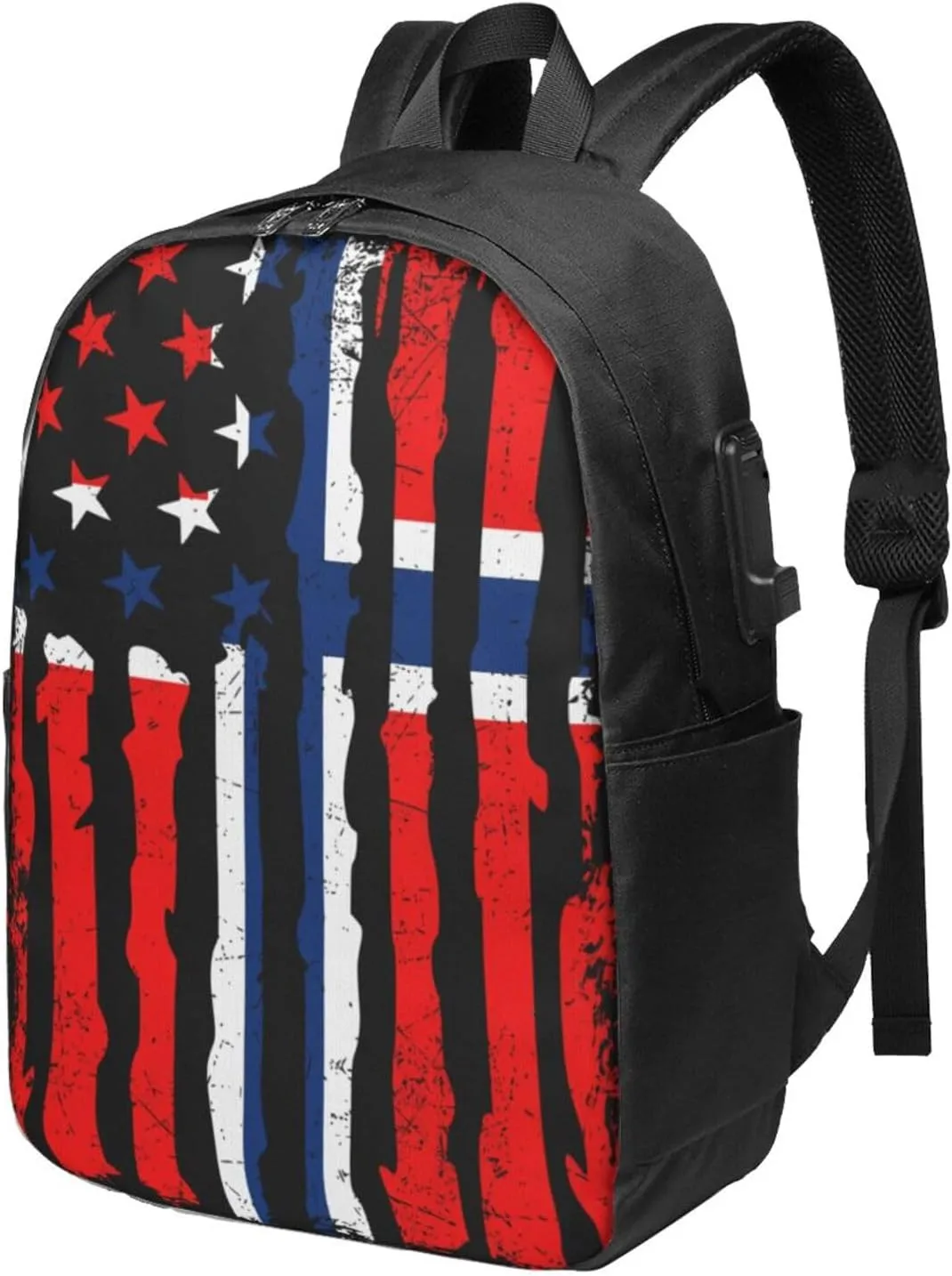 Norwegian American Flag Norway Root Laptop Backpacks Travel Backpack Casual Business Daypack Sport Rucksack Computer Bag Fits up to 17 Inch Notebook with USB Port