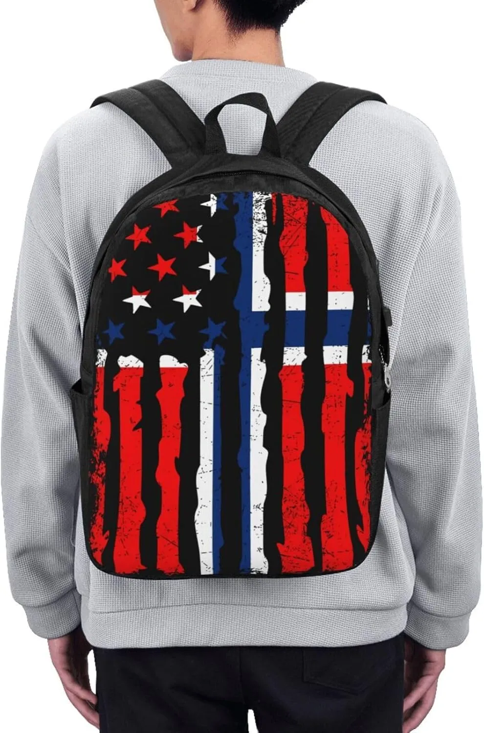 Norwegian American Flag Norway Root Laptop Backpacks Travel Backpack Casual Business Daypack Sport Rucksack Computer Bag Fits up to 17 Inch Notebook with USB Port