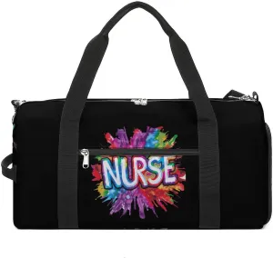 Nurse Appreciation Day Tie Dye Gym Bag for Men Women Lightweight Duffel Bag Sports Workout Bag for Travel Yoga