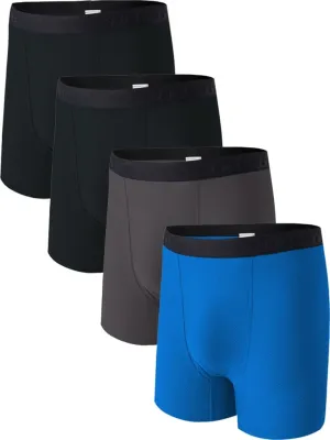 Nutria Mens Quick Dry Travel Underwear 4 Pack Mesh Breathable Hiking Boxer Briefs with Open Fly U01
