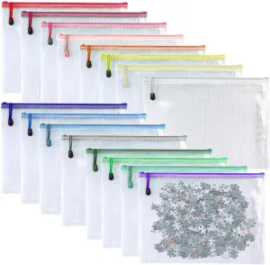 Oaimyy-6 * 8 inchs-16 Pcs-Plastic Mesh Zipper Pouch Document Folders Bag Zip File Bags for Office Supplies,Home,Travel Storage-Multicolor