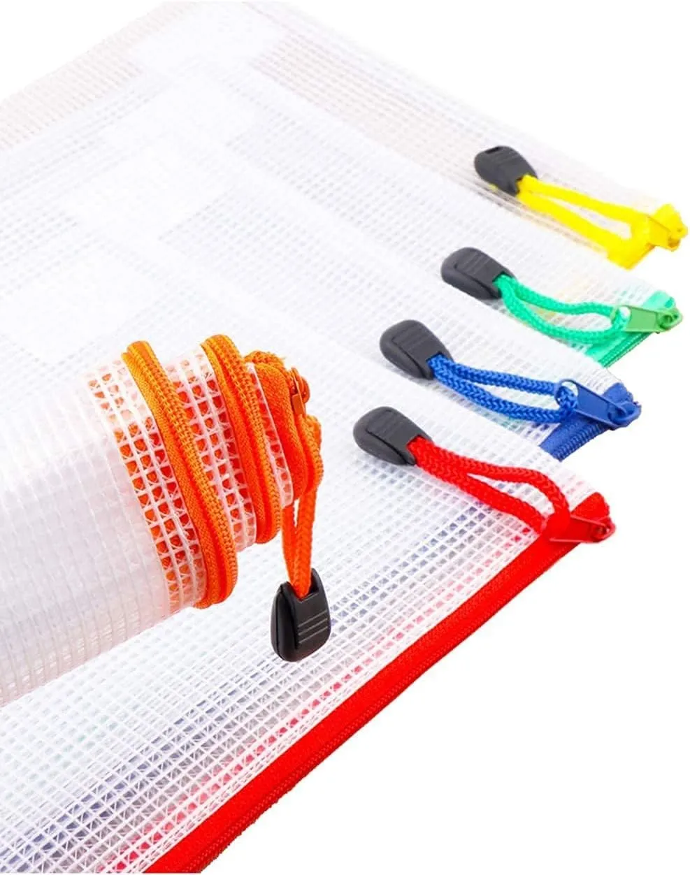 Oaimyy-6 * 8 inchs-16 Pcs-Plastic Mesh Zipper Pouch Document Folders Bag Zip File Bags for Office Supplies,Home,Travel Storage-Multicolor