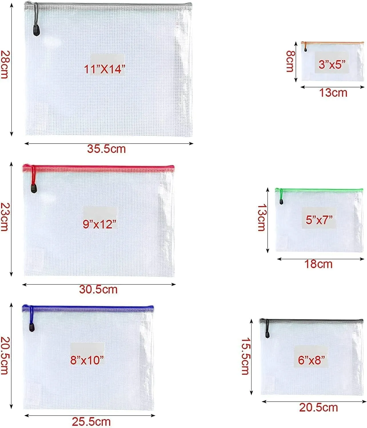 Oaimyy-6 * 8 inchs-16 Pcs-Plastic Mesh Zipper Pouch Document Folders Bag Zip File Bags for Office Supplies,Home,Travel Storage-Multicolor