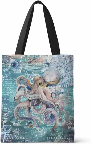 Ocean Party Fall Canvas Tote Bag Eucalyptus Leaf Shoulder Bag Casual Bag with Inner Pocket for Shopping Grocery Work