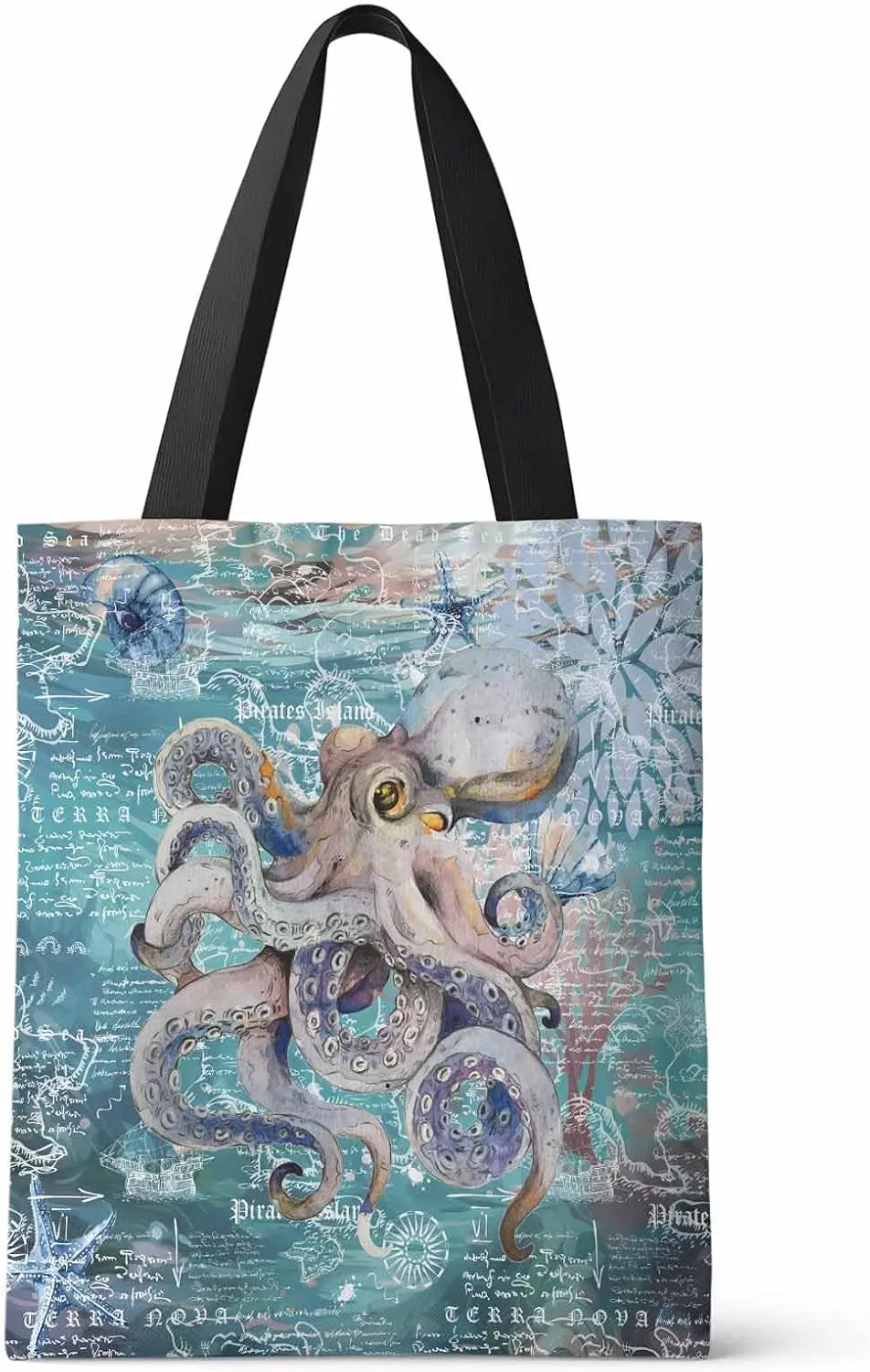 Ocean Party Fall Canvas Tote Bag Eucalyptus Leaf Shoulder Bag Casual Bag with Inner Pocket for Shopping Grocery Work