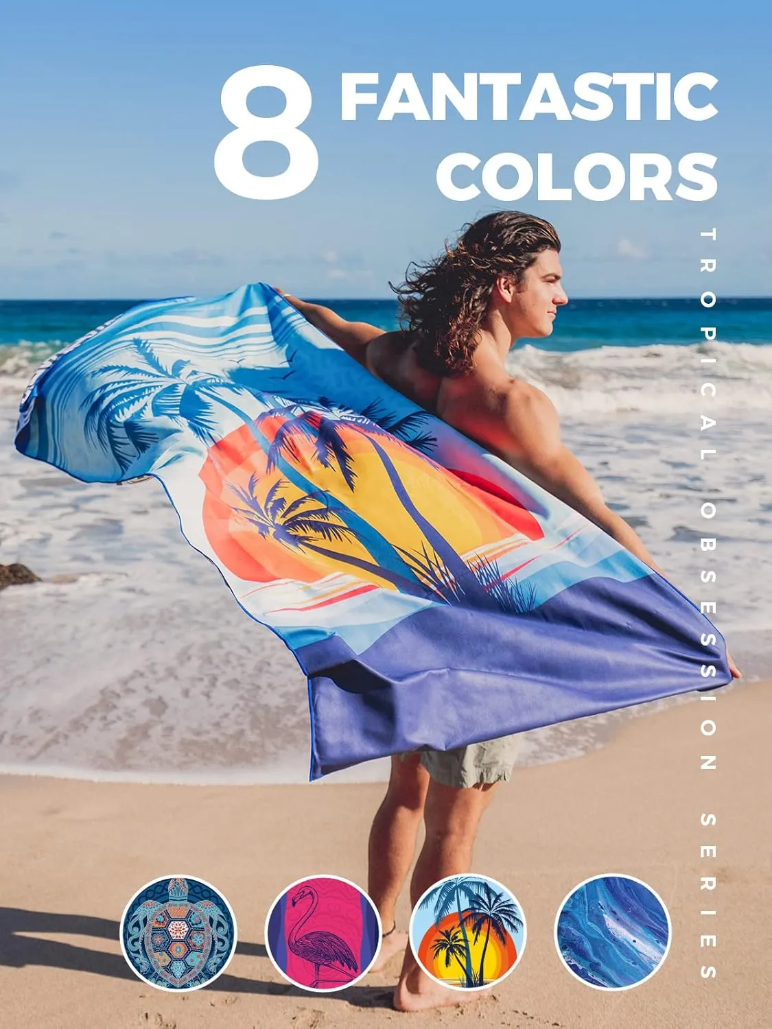 OCOOPA Microfiber Beach Towel Fast Drying, Extra Large 71" x 32" Sand Free Beach Towel Super Lightweight Towels for Swimming Pool, Camping, Picnic, Yoga Gym Sports