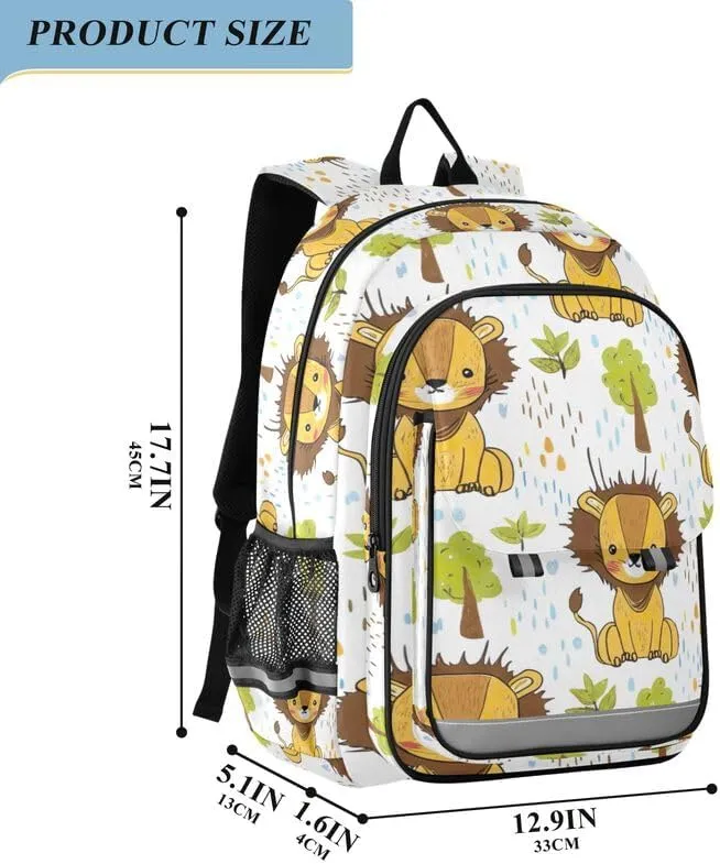 ODAWA Cute Cartoon Lions Bagpacks Elementary School Bag Girls Boys Backpack, 17 Inch