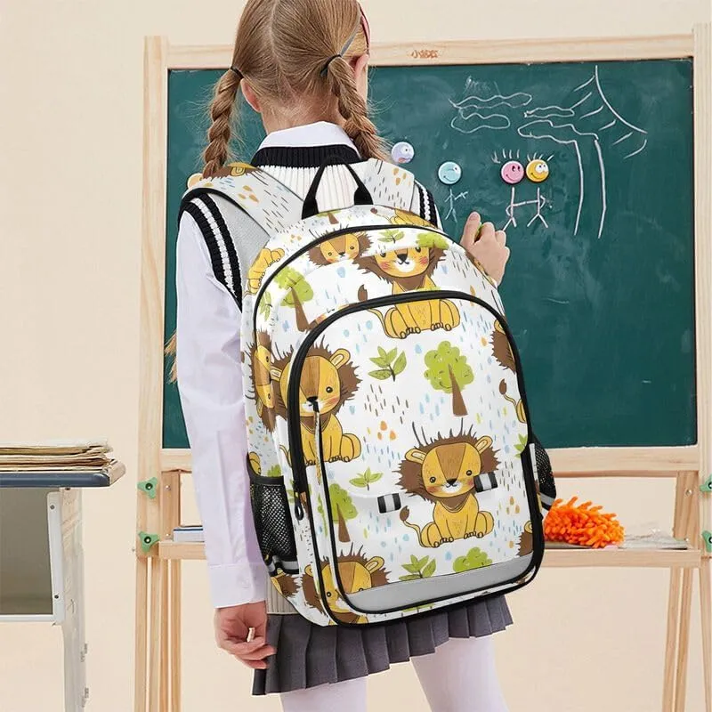 ODAWA Cute Cartoon Lions Bagpacks Elementary School Bag Girls Boys Backpack, 17 Inch