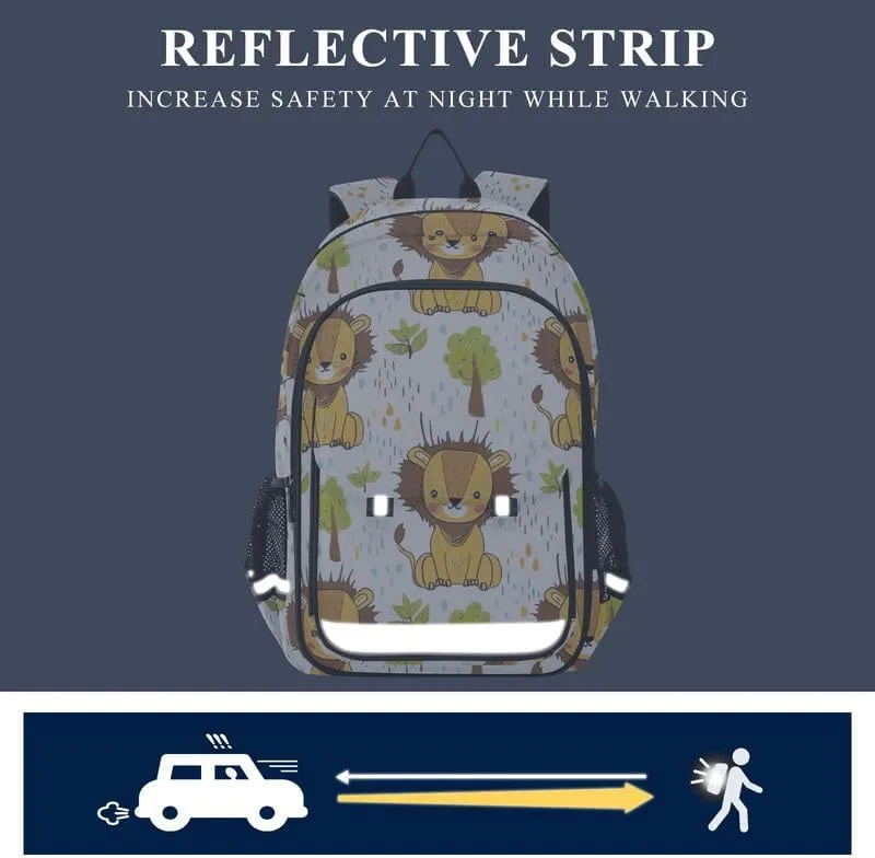ODAWA Cute Cartoon Lions Bagpacks Elementary School Bag Girls Boys Backpack, 17 Inch