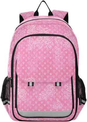 ODAWA Hearts Circles Backpack for Students Sturdy Durable Travel Gifts Presents Kids Backpack Ages 6-12