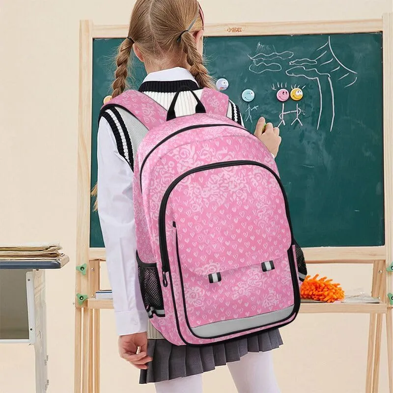 ODAWA Hearts Circles Backpack for Students Sturdy Durable Travel Gifts Presents Kids Backpack Ages 6-12