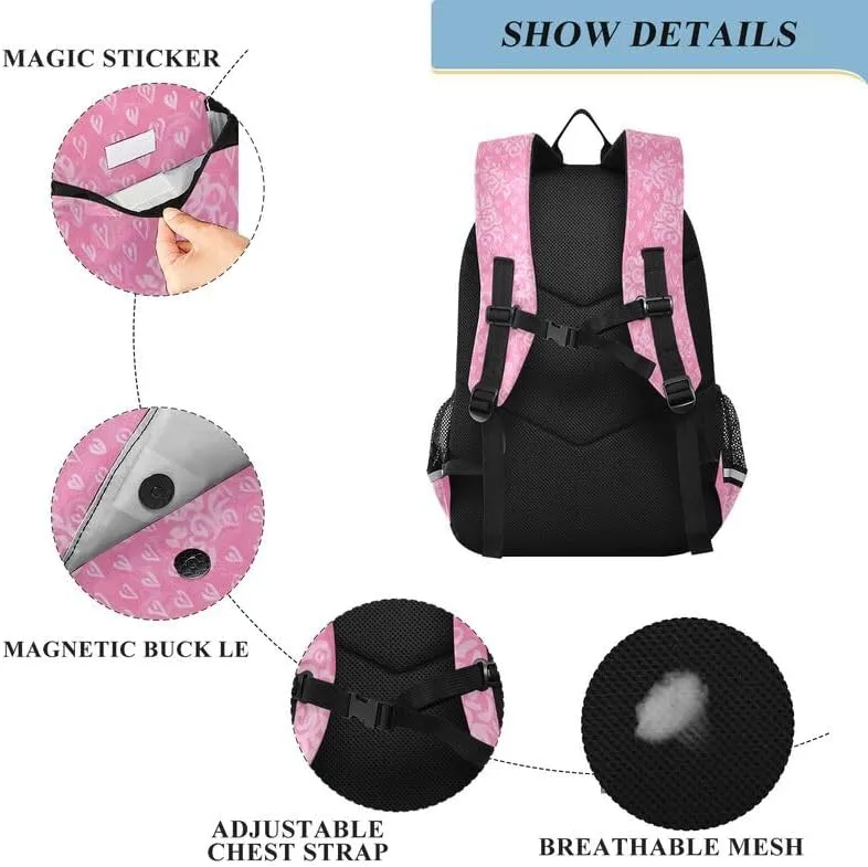 ODAWA Hearts Circles Backpack for Students Sturdy Durable Travel Gifts Presents Kids Backpack Ages 6-12