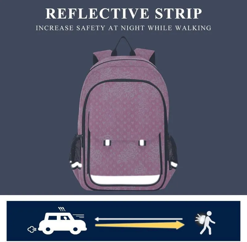 ODAWA Hearts Circles Backpack for Students Sturdy Durable Travel Gifts Presents Kids Backpack Ages 6-12