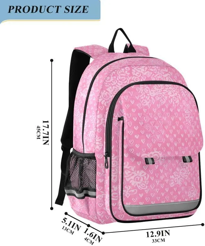 ODAWA Hearts Circles Backpack for Students Sturdy Durable Travel Gifts Presents Kids Backpack Ages 6-12