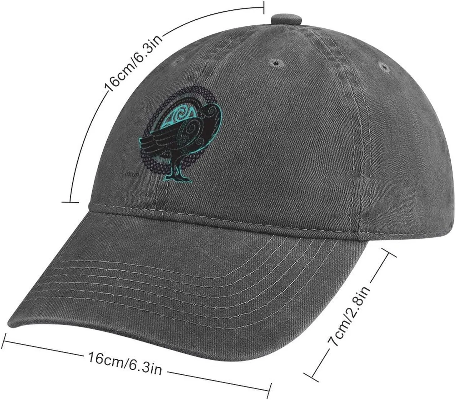 Odin Ravens Baseball Cap, Unisex Nordic Myth Viking Crow Print Sports Hat Trucker Cap, Sun Hat for Tennis Golf Travel,Dark Gray