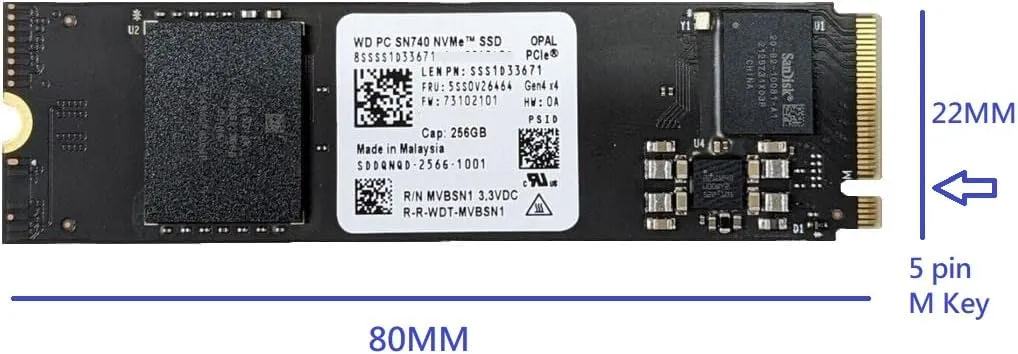 OEM 256G SSD, Western Digital Black SN740, OEM WD 256GB, M.2 PCI-e Gen 4x4 NVME SSD, Internal Solid State Drive, 2280 M Key, Compatible with PS5,ThinkPad Business Laptop Desktop