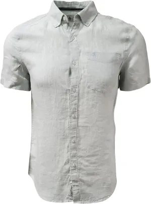 Original Penguin Men's 100% Linen Short Sleeve Button-Down Shirt (US, Alpha, Small, Regular, Regular, Ballad Blue)