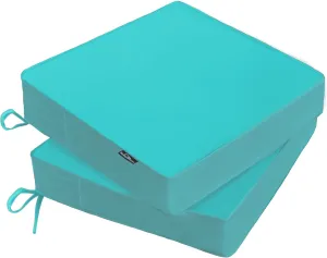 Outdoor Chair Cushions 24 x 24 x 4 Inch, Waterproof & Fade Resistant Patio Seat Cushion for Furniture with Handle and Ties, Thick Seating Pads for Outside Sofa Couch Set of 2, Teal