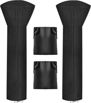 OutdoorLines Waterproof Outdoor Patio Heater Covers with Zipper and Storage Bag, Dust-proof UV-Resistant Windproof Propane Heavy Duty Heater Cover for Standing Heater, 2 Packs-89Hx33Dx19B inch Black