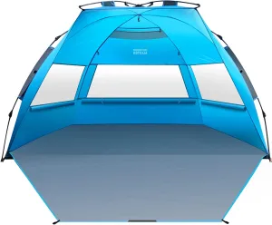 OutdoorMaster Beach Tent for 3-4 Person - Easy Setup and Portable Beach Shade Sun Shelter Canopy with UPF 50  UV Protection Removable Skylight Family Size