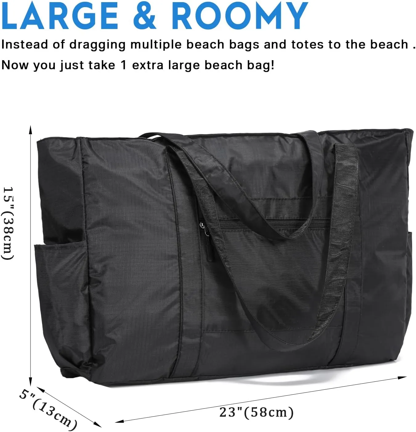 Outrip Extra Large Beach Tote Bags for Family Waterproof Pool Bag for Women with Zipper