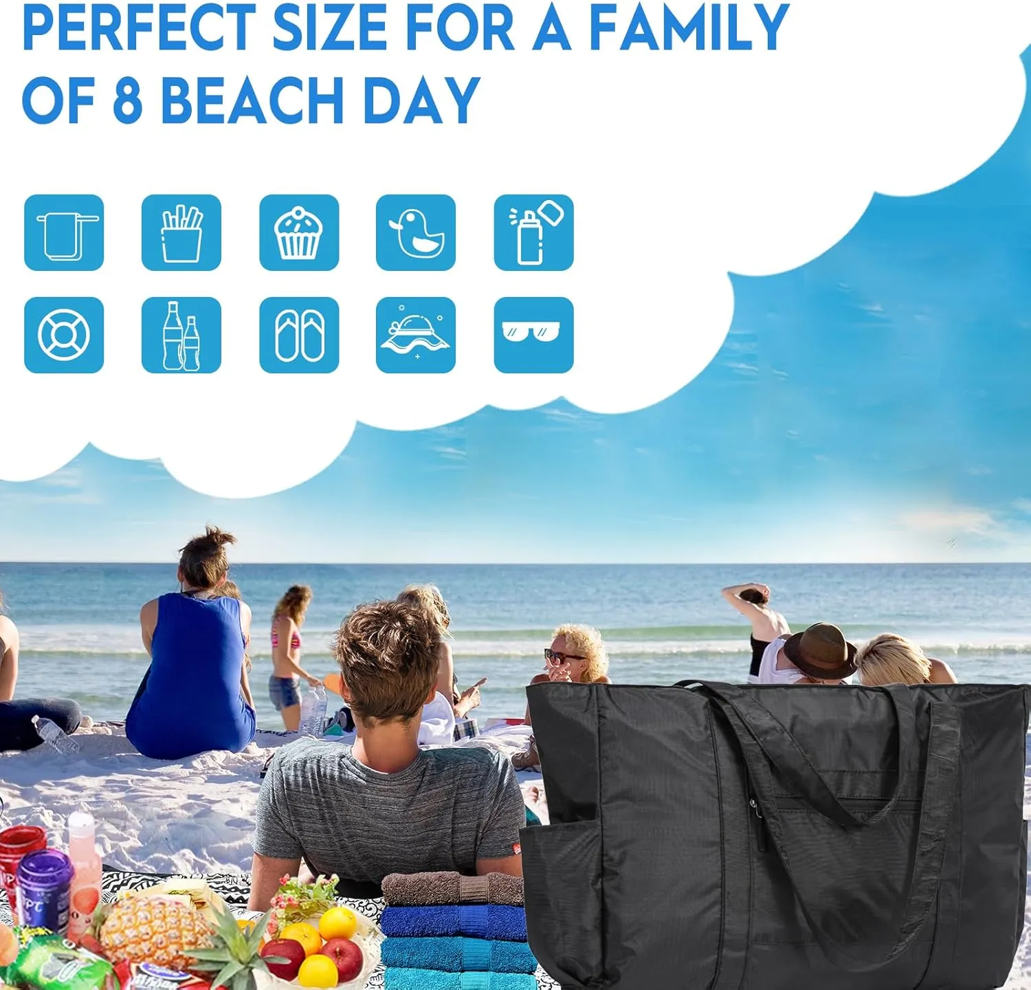 Outrip Extra Large Beach Tote Bags for Family Waterproof Pool Bag for Women with Zipper