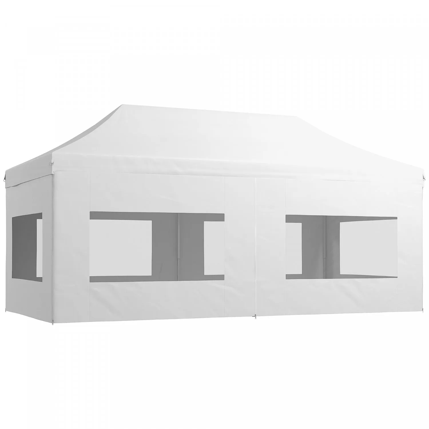 Outsunny 20' X 10' Pop-up Canopy Instant Tent Shelter W/ Roller Bag, White|Outsunny Abri De Tente Instantane 20' X 10' Auvent Escamotable, Blanc